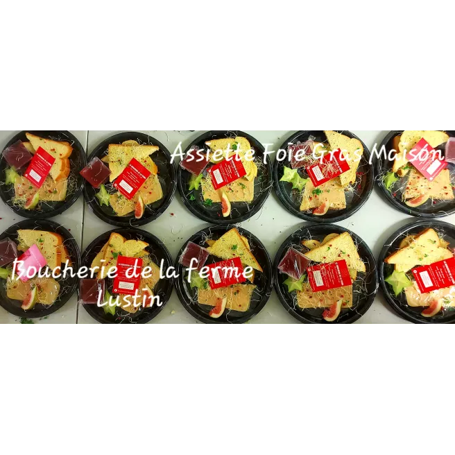 Assiettes de foie gras maison, confit & pain brioché