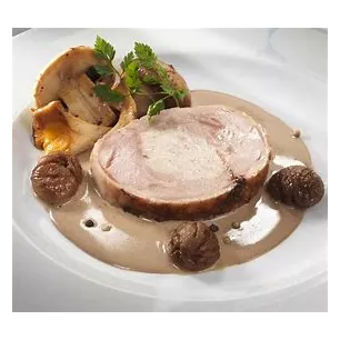 Plat tranchette de dinde farcie en sauce fruitée & croquette fraiche 1pers